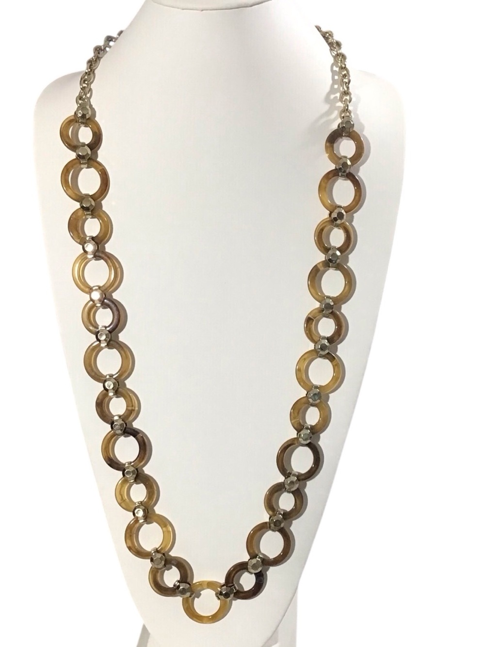 Liz Claiborne Acrylic Necklace Neutral Brown Vintage Fashion Jewelry